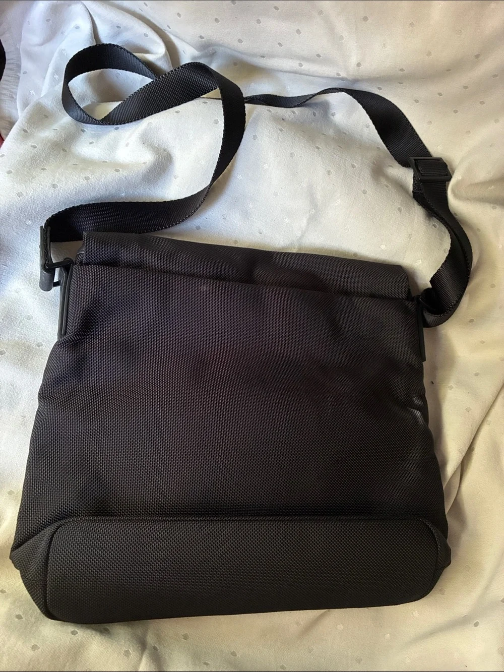 Tumi Black Nylon and Leather Trim Messenger Bag
